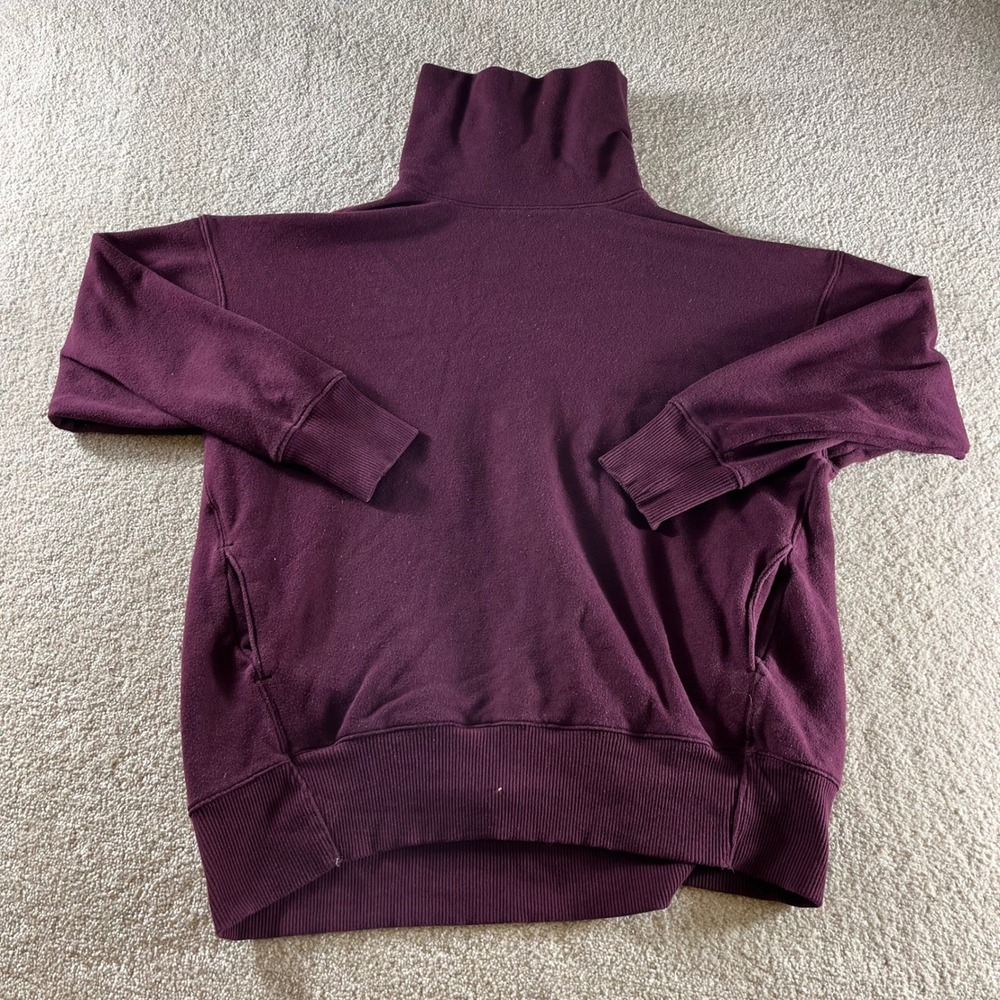 Aerie Turtleneck Sweatshirt‎ Women Small Burgundy Oversized Fleece Pockets